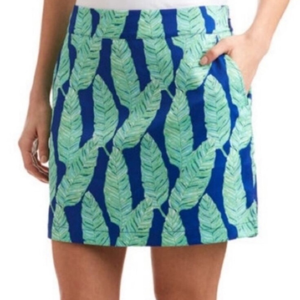Vineyard Vines Golf Skort Palm Leaf Royal‎ Ocean Multicolor Skirt Blue Green 14